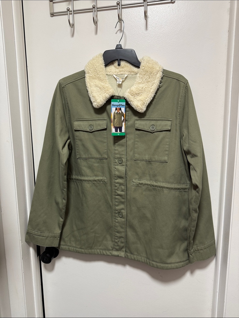 Hang Ten Olive Sherpa-Collar Jacket
